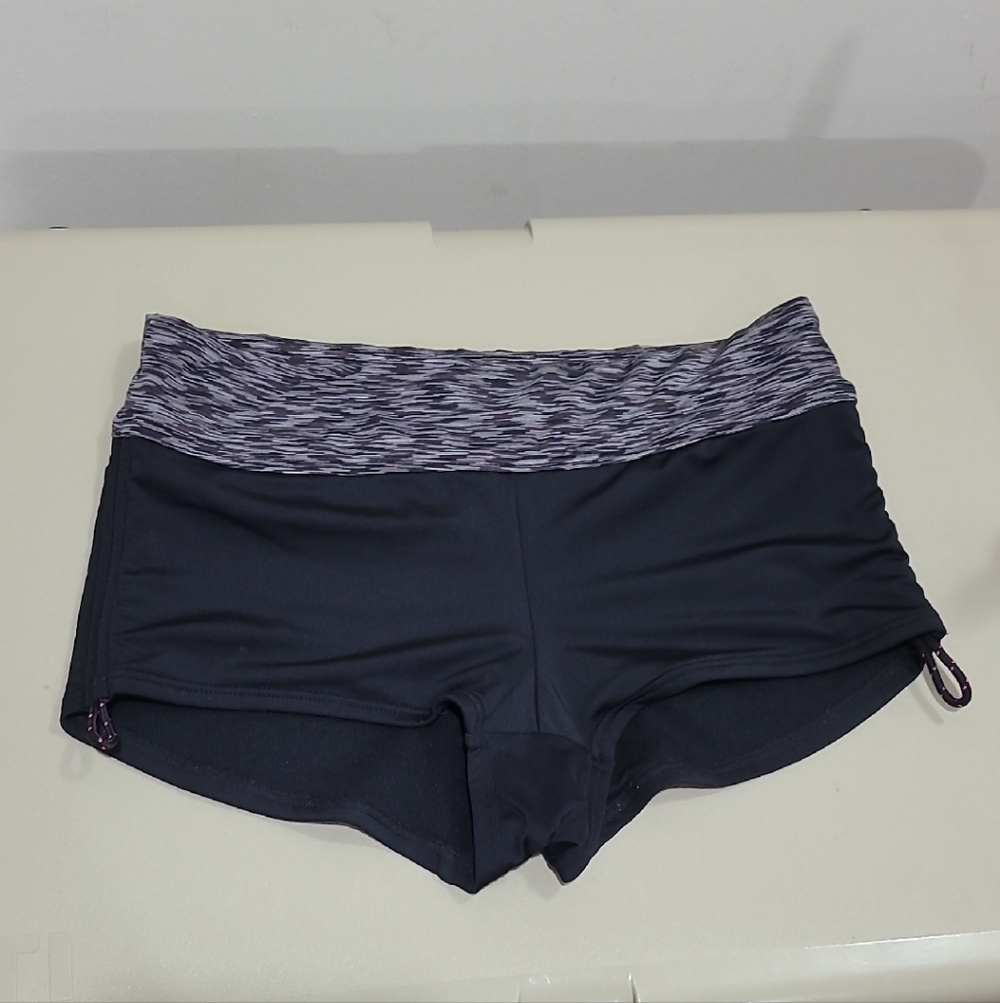 TYR Women's Black Shorts with Gray Patterned Waistband